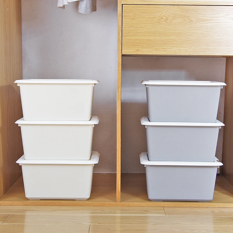 Штабелируемый пластиковый ящик для хранения маленький однотонный одежды