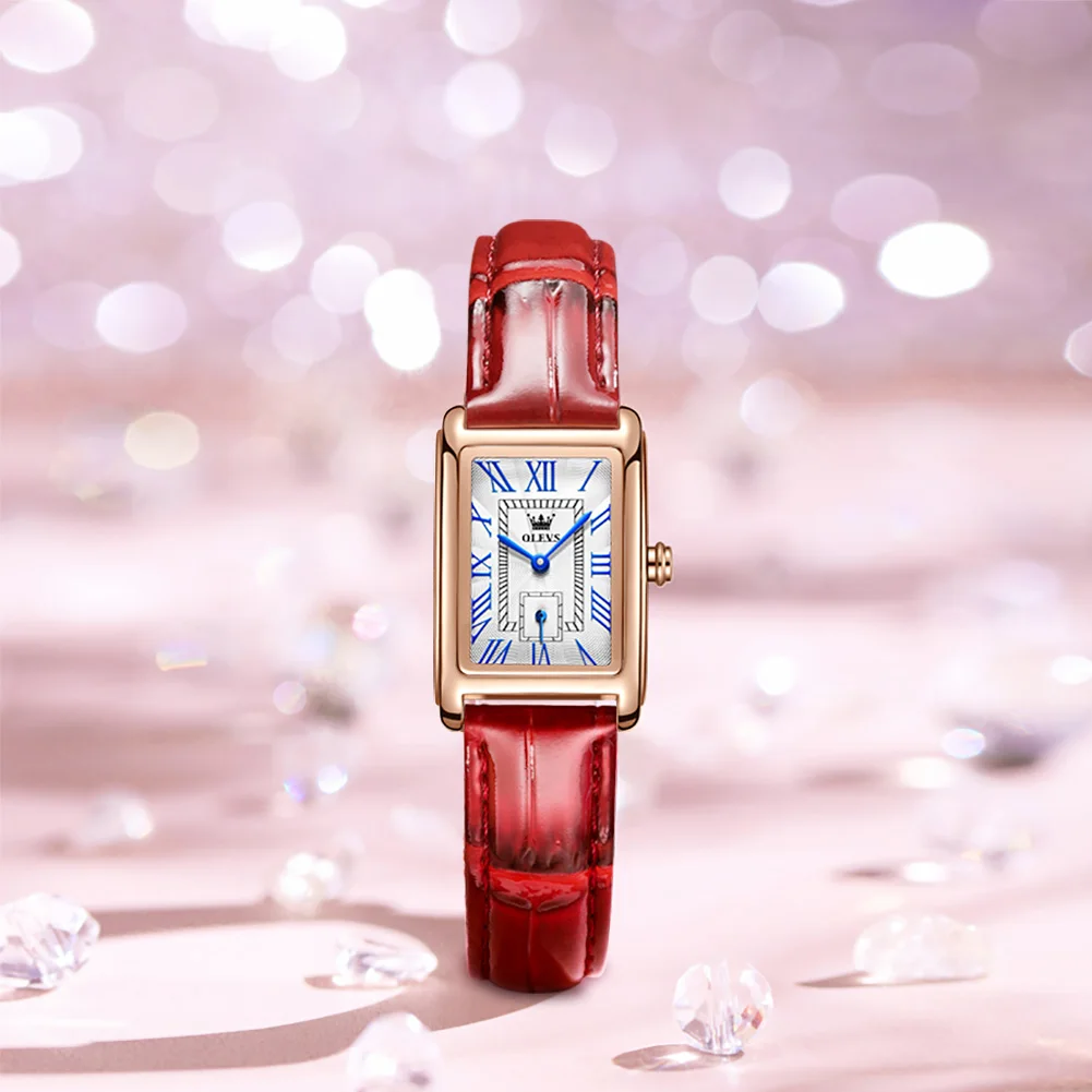 

OLEVS Luxury Brand Quartz Wrist Watches for Women 30m Waterproof Rectangle Roman Dial Ladies Clock Fashion Women Wristwatch 6625