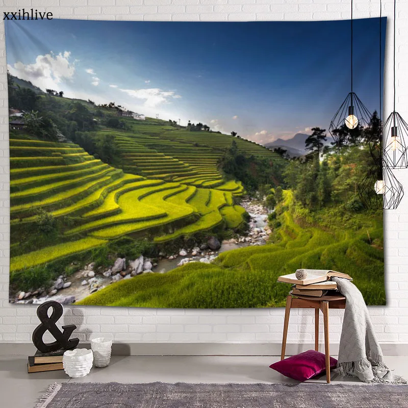 

Custom Tapestry Landscape River Printed Large Wall Tapestries Hippie Wall Hanging Bohemian Wall Art Decoration Room Decor