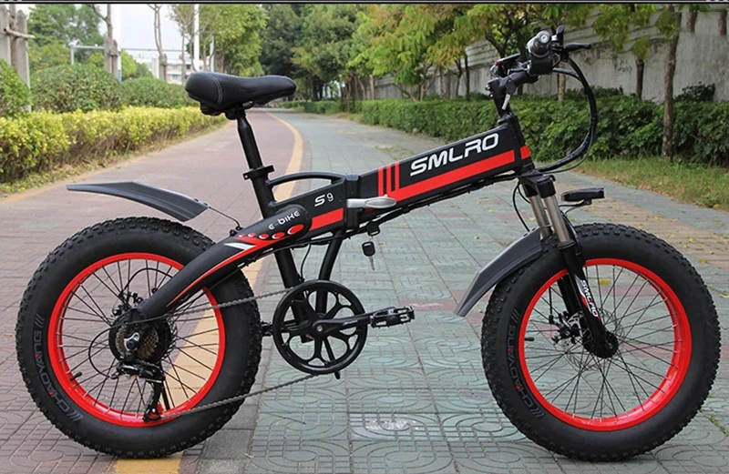 48V10AH 350W red Электровелосипед 20*4,0 дюймов алюминиевые складные Электровелосипеды 48В 10ач 350 Вт Мощный Fat Tire велосипед Горный Снежный велосипед - Цвет: 48V10AH 350W red