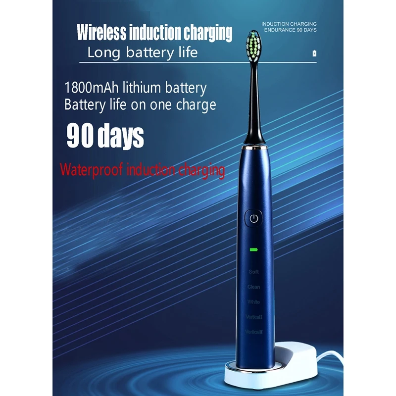 

UltraSonic Electric Toothbrush with 5 Modes Smart Timer 4 Brush Heads Whitening Toothbrush