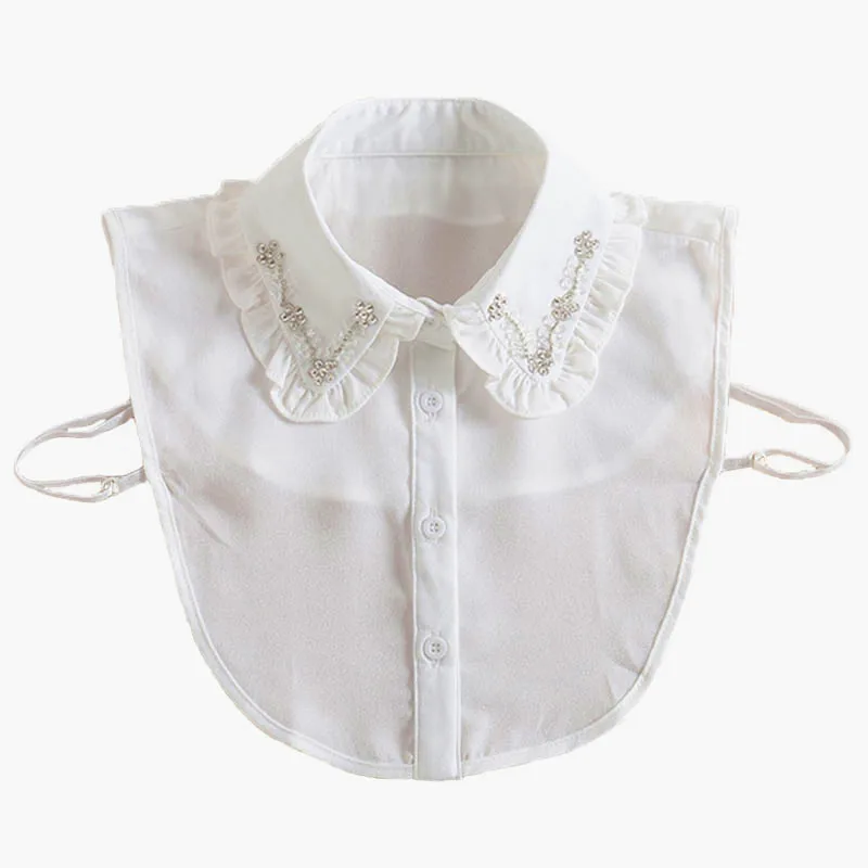 Белая рубашка блузка с поддельным воротником женский съемный воротник