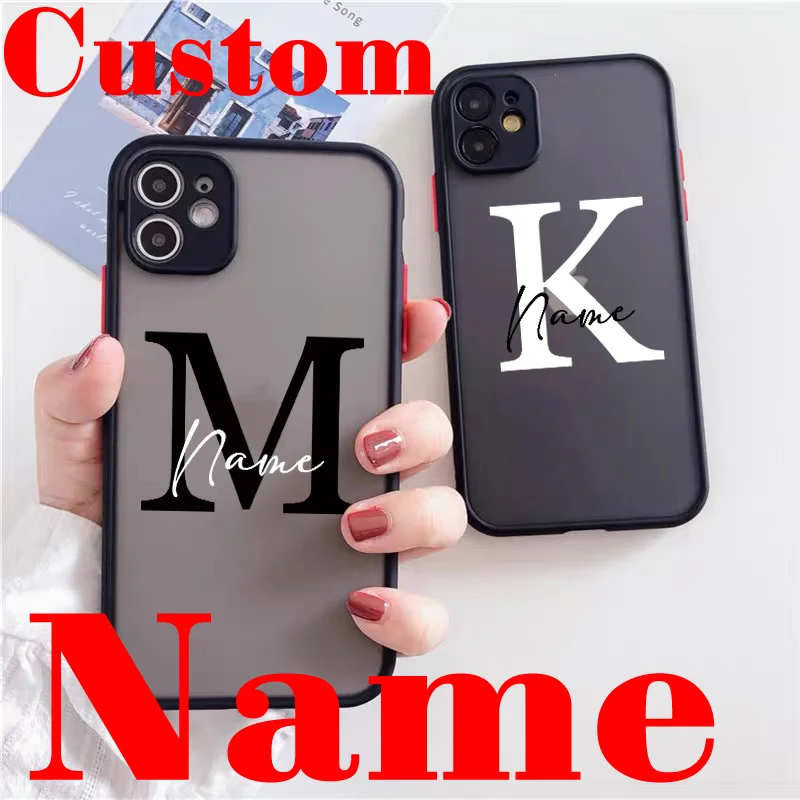 Custom Capital Letters Name For Iphone 11 14 12 13 Pro Max Phone Case For X XS XR 7 8 Plus SE 20  Cover DIY Logo Picture Design