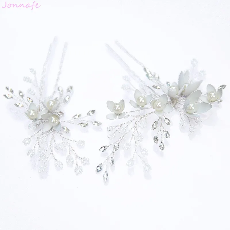 

NPASON Tiny beaded blossom Bridal Silver Hair Pins and Clips Charming Wedding Hair Piece Accessories Women Jewelry