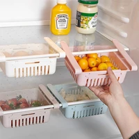 1pcs stretchable multifunction kitchen refrigerator storage box rack fridge freezer shelf holder pull out drawer home organizer