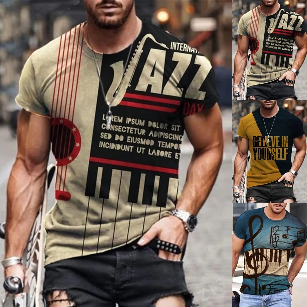 

Men Abstract Print Crew Neck T-Shirt Casual Sports Crew Neck Tops Blouse Tee Men New Fashion Summer Plus Size M-2XL