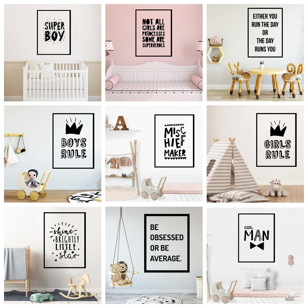 

Cute Square Frame Phrase Wall Stickers Vinyl Wallpaper For Baby Room Decor Wall Deacals Kids Rooms Sticker Mural