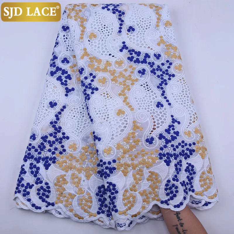 

SJD LACE High Quality Nigerian African Lace Fabric With Embroiderey Swiss Voile Lace Eyelet Holes Cotton For Wedding SewingA1919
