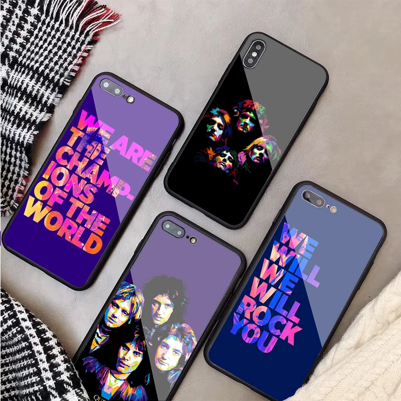 Богемный чехол Rhapsody Queen из закаленного стекла для телефона iPhone 6 6plus 7 plus 8 8plus 5 5S SE X