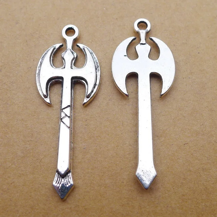 10 Pieces/Lot 14*37mm  Antique Silver Vintage Alloy Axe Charms Pendants For DIY Jewelry Making Findings Accessories