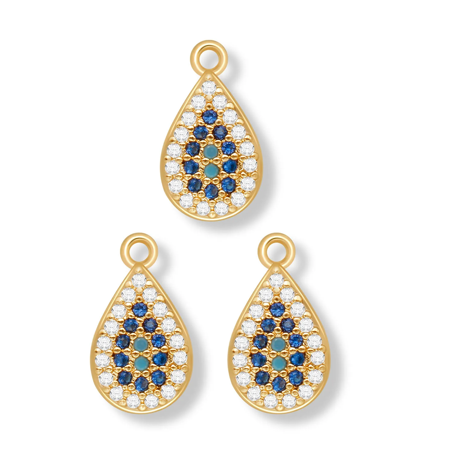 

AAA White&Blue Cubic Zirconia Crystal Gold-plated Water Drop Tear Charm Pendant For Necklace Earrings DIY Handmade Jewelry Gift