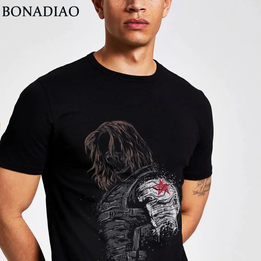 Зимний Солдат Bucky Barnes футболка унисекс мягкий хлопок Homme футболка популярная уличная одежда S-6XL размера плюс футболка