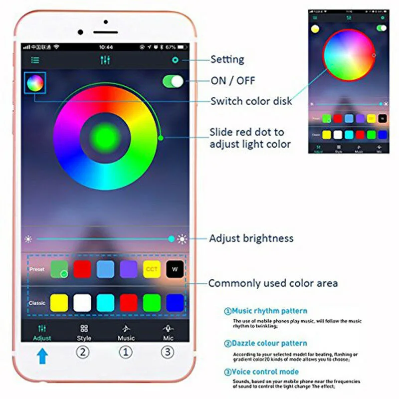 СВЕТОДИОДНЫЙ Автомобильный ленточный светильник RGB под светящейся
