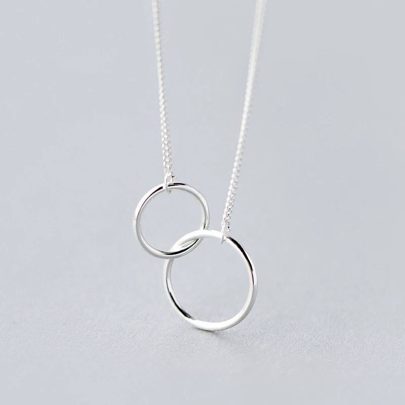 Trustdavis 100% Стерлинговое Серебро 925 пробы двойной полый круглый кулон короткое 42 см