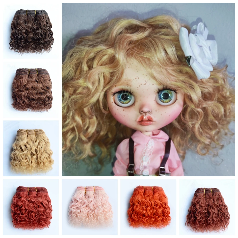 

15cm*100CM Wool Hair Extensions for America Blyth SD BJD Puliip Kurhn All Dolls Wool Curly Hair Wefts DIY Doll Hair Wigs