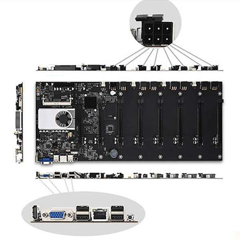 Материнская плата материнская DDR3 8XPCIE 16X Gigabit Network RJ45 порт для майнинга биткоинов BTC