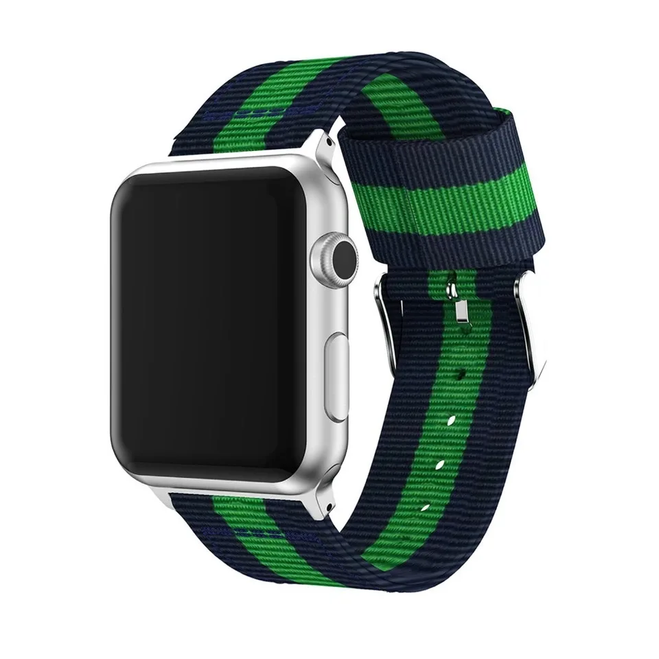 Нейлоновый ремешок для часов Apple Watch 38/42, Холщовый ремешок, серебрянная пуговица, военные часы для Iwatch Band 42 мм, серия 4/3/2/1