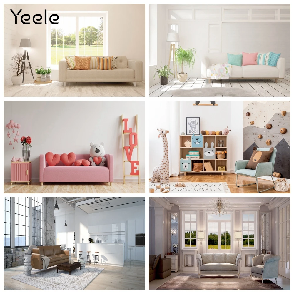 Yeele Living Room Interior Sofa Photography Backdrops Personalized Family Scenic Photographic Backgrounds Vinyl For Photo Studio