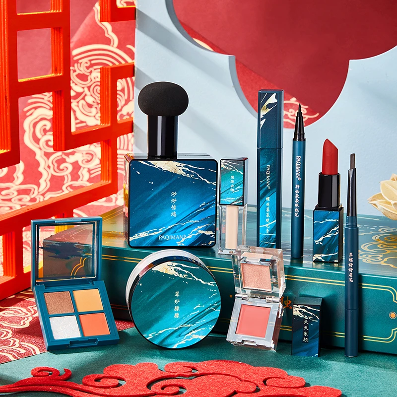 

10PCS Oriental Makeup Sets Cushion Fixing Powder Lipstick Highlight Blush Eyeshadow Concealer Beauty Gift Box Fashion TSLM1