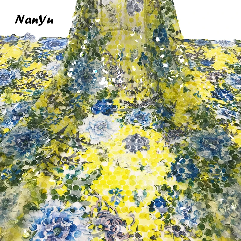 2019 Высококачественная кружевная ткань из органзы 3D большая блестящая сетчатая с