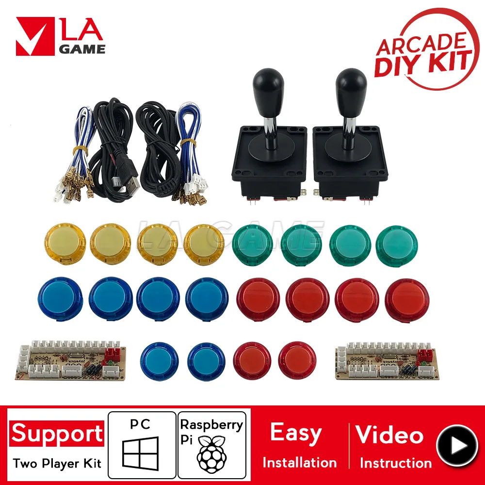 

2 Player Diy Kit Controle Arcade Usb Encoder To Pc Rasberry Pi 30mm 24mm Sanwa Button Retropie Arcade Cabinet Kit