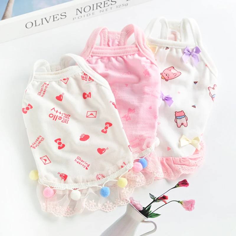 Жилет для щенка из мягкого 100% хлопка одежда собак с милым принтом и бантом наряды