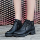 Женские ботильоны на квадратном каблуке, Винтажные ботинки в стиле ретро, ботинки на молнии сбоку, обувь на высоком каблуке, большие размеры 35-43