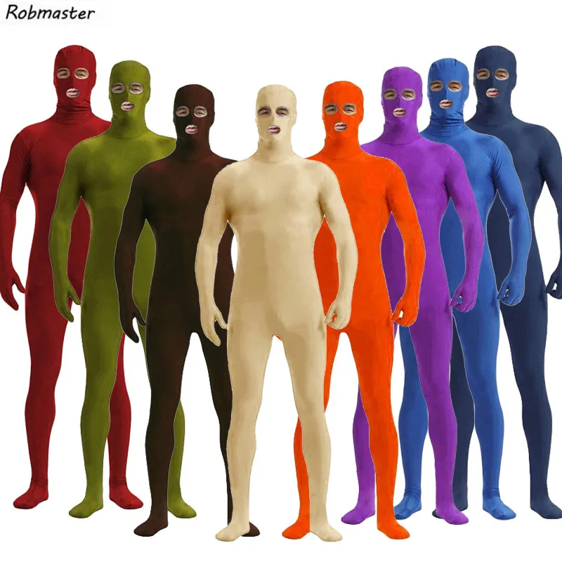 Мужской боди с открытыми глазами и ртом Zentai Облегающий комбинезон из лайкры