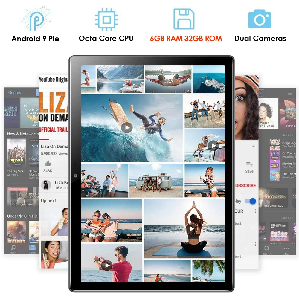 Планшет LSKDZ 10 дюймов Android 9 0 1280x800 IPS 8 ядер 6 + 32 ГБ 4G Wi Fi GPS IPS|Планшеты| |