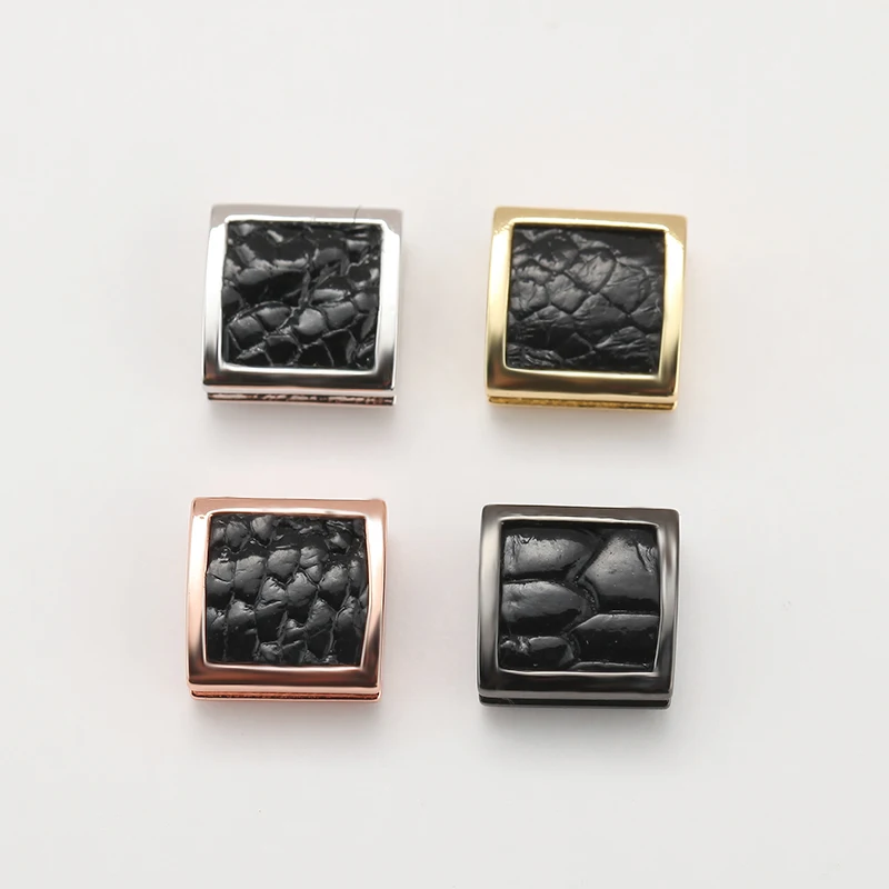 Бусины Из страусиной кожи для изготовления ювелирных изделий черные квадратные
