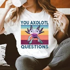 Винтажная Axolotl футболка смешная You Axolotl вопросы Ретро 80-х хлопковая рубашка