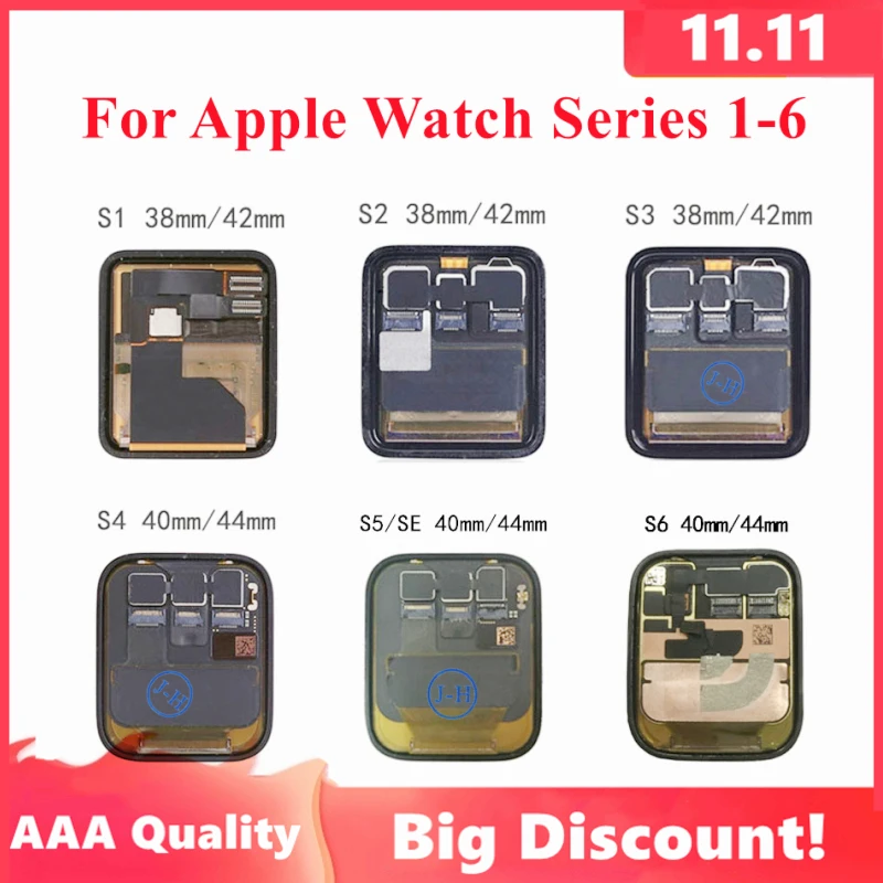 Pantalla LCD Original para Apple Watch, repuesto de digitalizador con Pantalla t&aacute;ctil, 38MM, 40MM, S1, S2, S3, S4, S5, S6-0