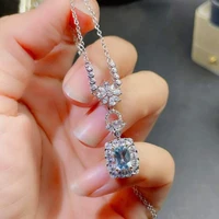 lanzyo 925 sterling silver blue topaz pendants oval fashion gift pendant fine jewelry send necklac trendy wholesale z050721agb