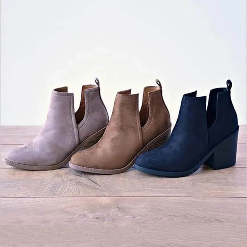 LOOZYKIT Slip-on Women Ankle Boots Casual Platform Shoes New Fashion Woman Mid Heels Western Slip On Winter | Обувь