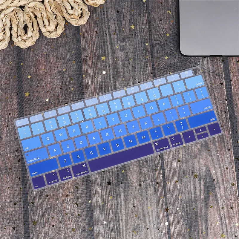 White blue Английская Водонепроницаемая Пылезащитная крышка клавиатуры для Macbook Air 13 A1932 Touch ID градиентный цвет американская Защита клавиатуры - Цвет: White blue
