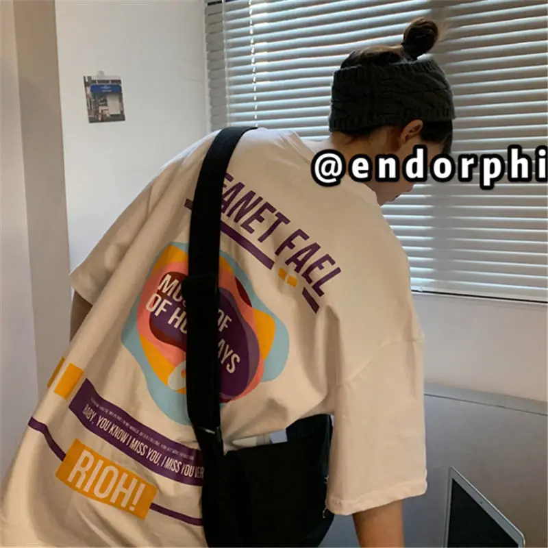 Футболка женская оверсайз с коротким рукавом топ графическим рисунком в стиле