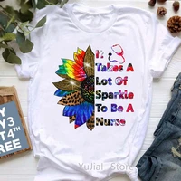 watercolor it takes a lot of sparkle to be a teachernurse graphic print t shirt womens clothing funny sunflower tshirt femme