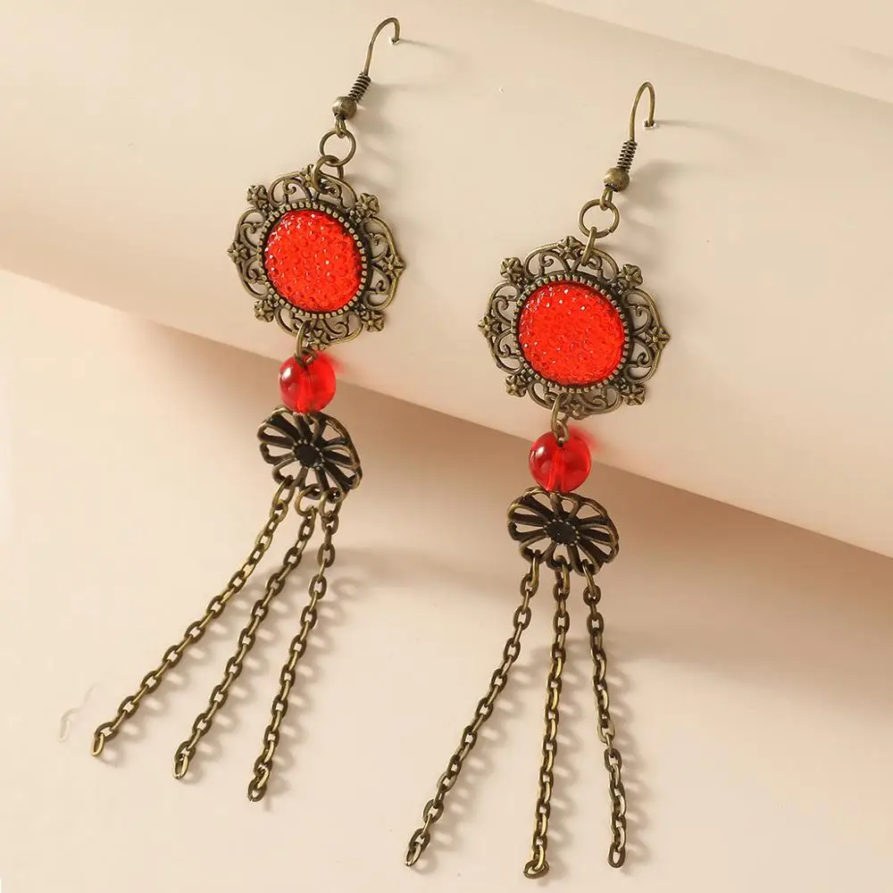 Богемные серьги ручной работы для женщин винтажные круглые длинные висячие