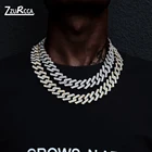 Кубинская цепочка 20 мм Майами, украшенная камнями, блестящий хип-хоп браслет золотого цвета, ожерелья для мужчин, колье-чокер