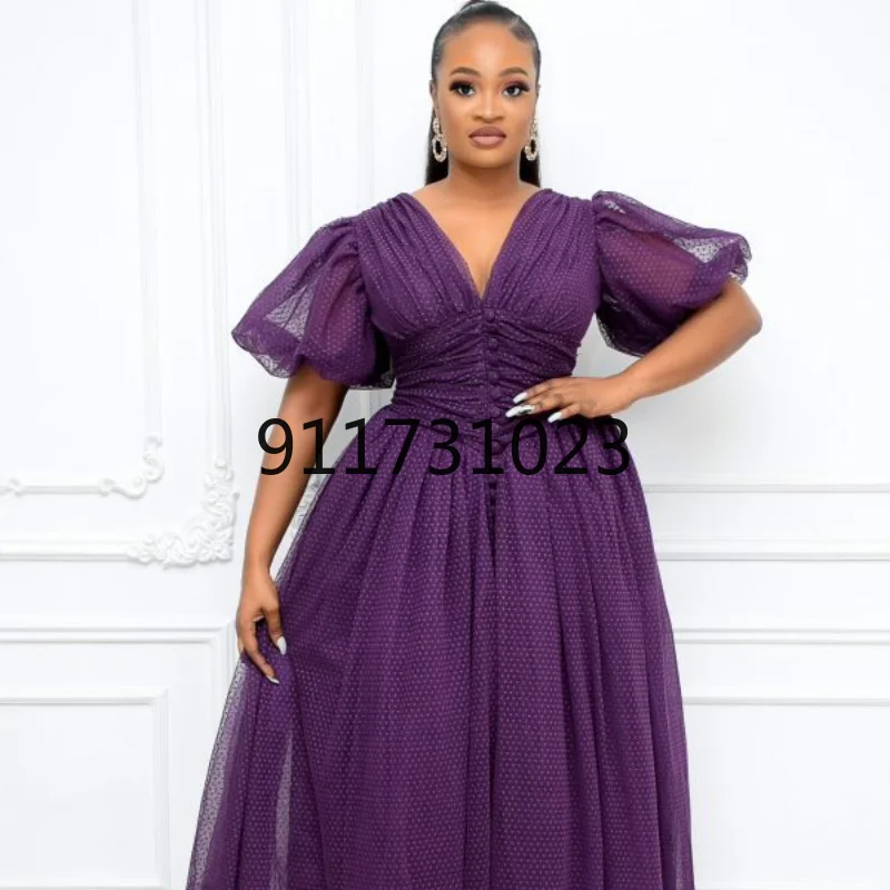 Элегантные женские платья для выпускного вечера с коротким рукавом и V-образным