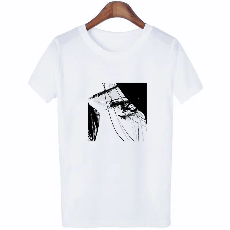 

Japanese Style Anime Comic Girl Printed White Tee Top Fashion Harajuku Kawaii Women T Shirt Summer Streetwear cute Clothes