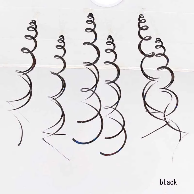 Black 6 шт. с днем рождения DIY декоративные металлические потолочные Висячие вихри для детского душа Свадебные Хэллоуин День рождения украшения - Цвет: Black