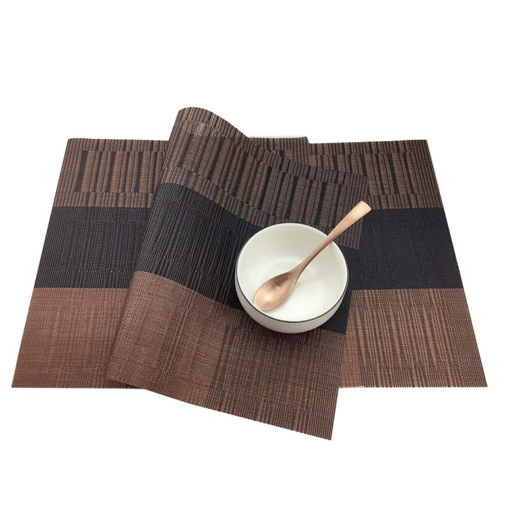 6 шт. коричневые термостойкие салфетки из ПВХ и бамбука для обеденного стола чая