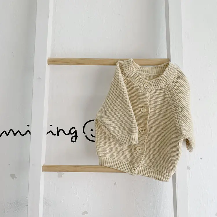 

Korean version of baby and kids autumn knit cardigan for boys and girls Sweater solid color coat baby top western style P4778