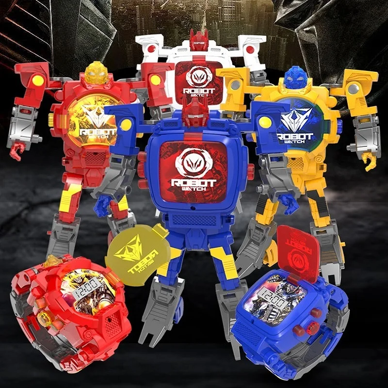 

Children Trasformation Wristwatch Toy Deformation Robot Action Toys Cartoon Watches Robot Transformation Toy Kids Birthday Gift