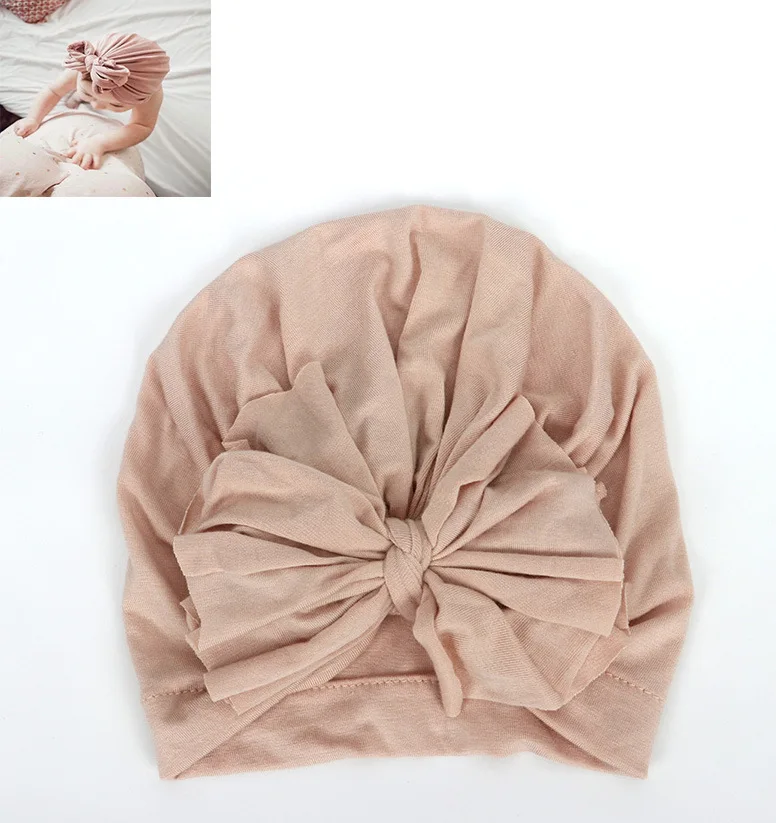 beige Детская повязка на голову для малышей, бант для волос для девочек, тюрбан, повязка на голову аксессуары для головных уборов - Цвет: beige