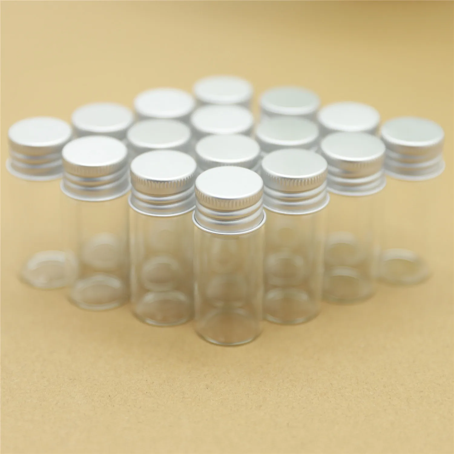 

100 pieces 10ml 22*50mm Glass Vial Bottles Silver Screw Cap Mini Test Tube Jar Spices DIY Tiny Jars Container Small Bottle