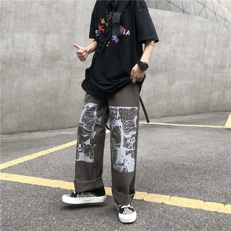 

Women's Pants 2021 Summer New Korean Fashion Streetwear High Waist Baggy Straight Trouser Casual Black Boyfriend Wide Leg Pants