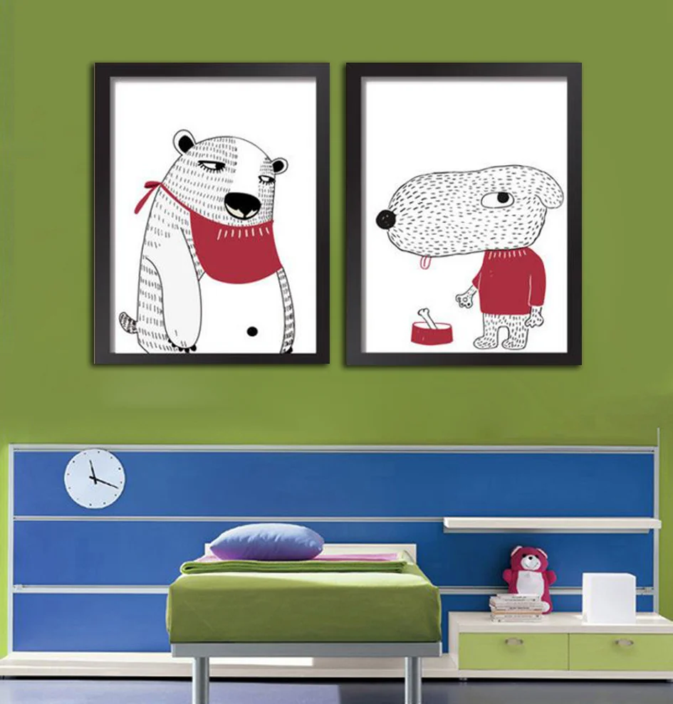 Настенная картина мультяшный милый плакат на холсте роспись в нордическом