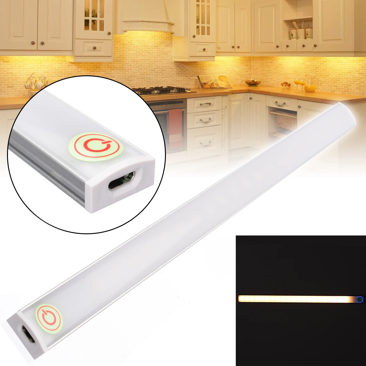

1Pcs 30cm Ultra Slim Dimmable USB LED Touch Sensor Light Warm White Sensor Cabinet Light For Closet Wardrobe Desk